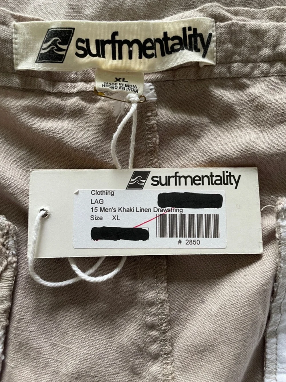 SURFMENTALITY Men’s Khaki Linen Drawstring Coastal Pants XL (Read Description)